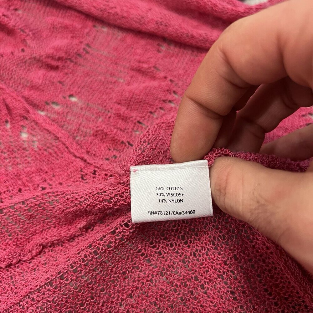 Eileen Fisher Sweater Cardigan Open Front Size Medium Magenta Pink Cotton Blend - Picture 4 of 5